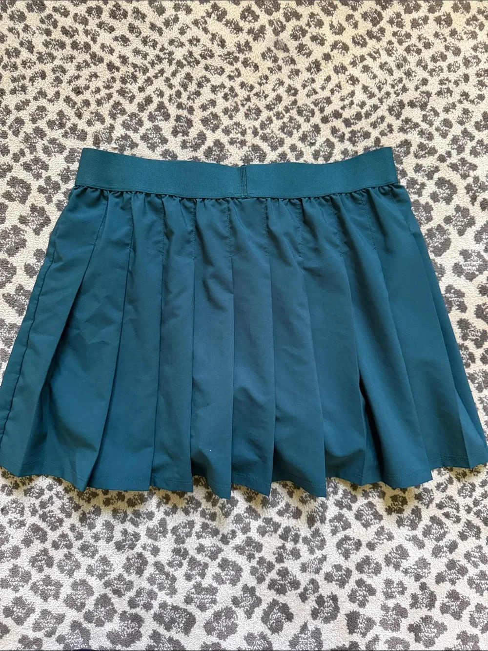 ALO Yoga Teal Pleated Skater Skirt with White Logo